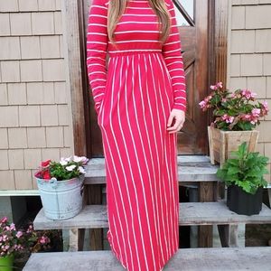 Red striped maxi dress